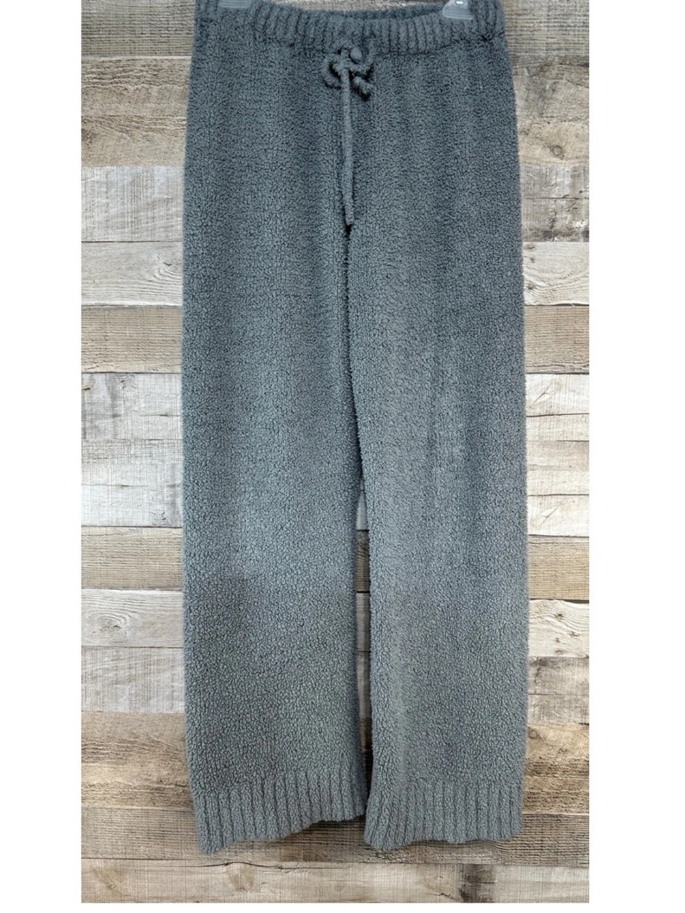 Pol Grey Lounge Pants Chunky Knit Fuzzy Drawstring Elastic Waist